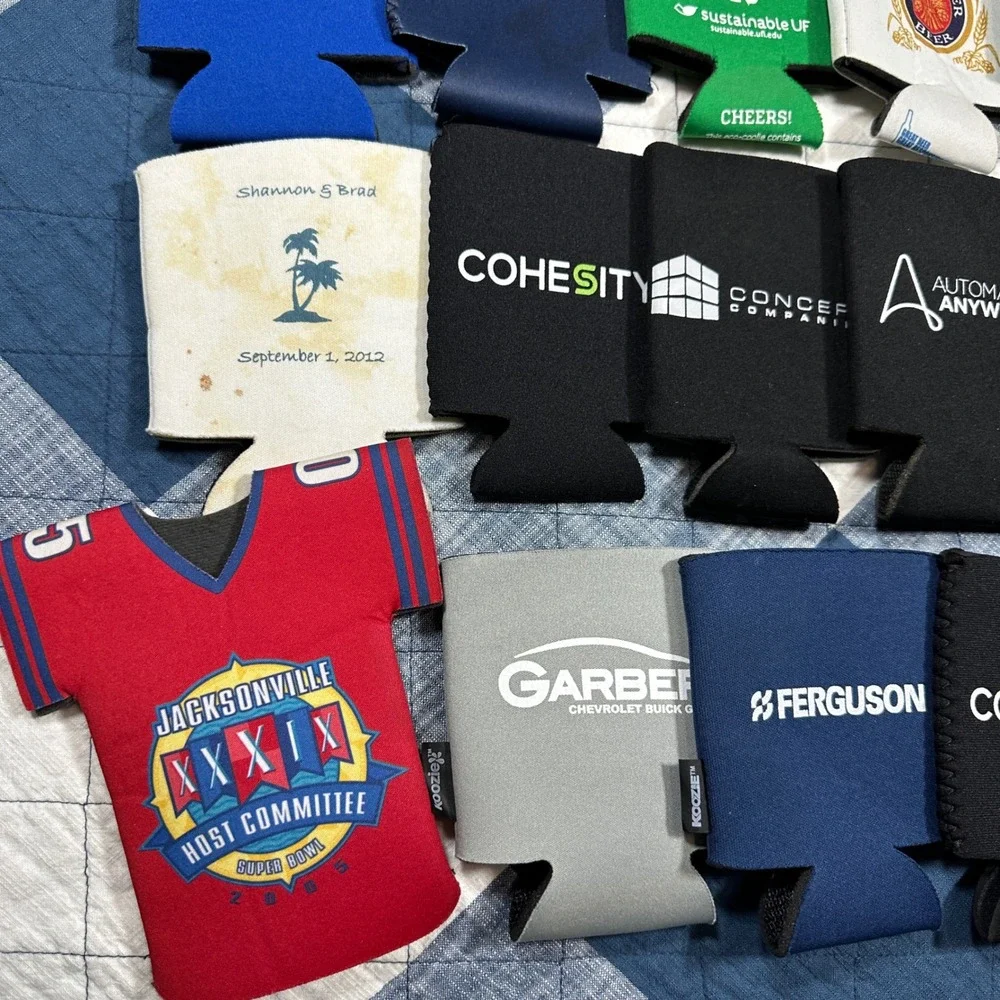 Lot of 27 Assorted Can Koozies Miller Lite Super Bowl NAPA Pep Boys Chevrolet